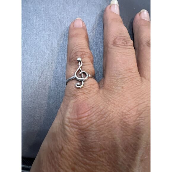 Sterling Silver Musical Note Ring SZ 5.5 - Picture 2 of 5